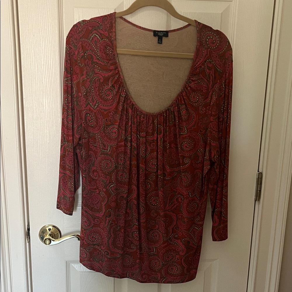 Talbots Burgundy Paisley Blouse